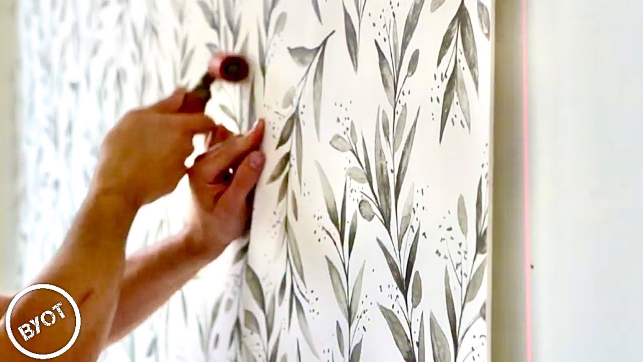 Professional wallpaper installation detail on an interior wall